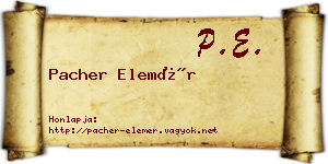 Pacher Elemér névjegykártya